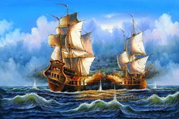 barco de batalla naval Pinturas al óleo